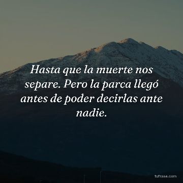 Hasta que la muerte nos separe. Pero la parca llegó antes de poder decirlas ante nadie.