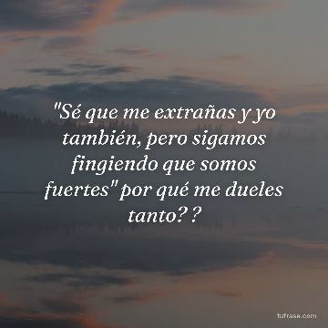 "Sé que me extrañas y yo también, pero sigamos fingiendo que somos fuertes" por qué me dueles tanto? ?