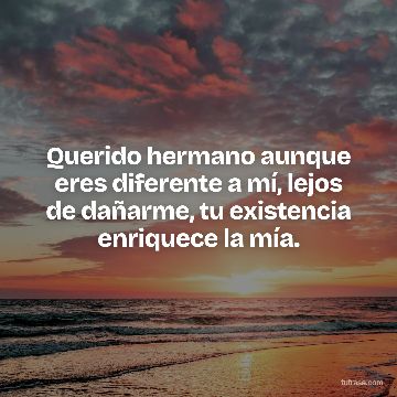Querido hermano aunque eres diferente a mí, lejos de dañarme, tu existencia enriquece la mía.