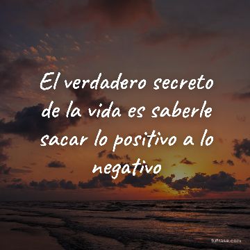 El verdadero secreto de la vida es saberle sacar lo positivo a lo negativo