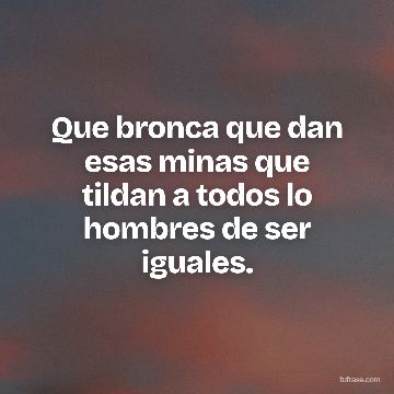 Que bronca que dan esas minas que tildan a todos lo hombres de ser iguales.