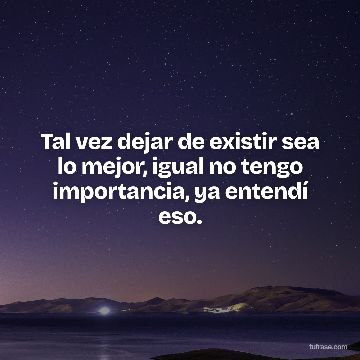 Tal vez dejar de existir sea lo mejor, igual no tengo importancia, ya entendí eso.