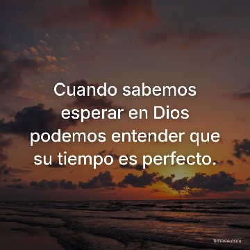 Cuando sabemos esperar en Dios podemos entender que su tiempo es perfecto.