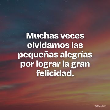 Muchas veces olvidamos las pequeñas alegrías por lograr la gran felicidad.