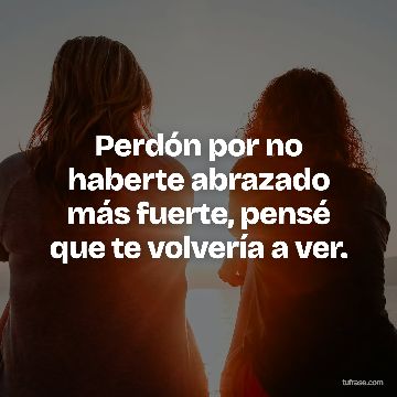 Perdón por no haberte abrazado más fuerte, pensé que te volvería a ver.