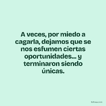 A veces, por miedo a cagarla, dejamos que se nos esfumen ciertas oportunidades... y terminaron siendo únicas.