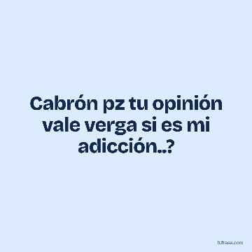Cabrón pz tu opinión vale verga si es mi adicción..?
