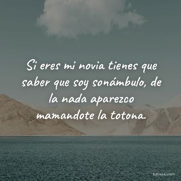 Si eres mi novia tienes que saber que soy sonámbulo, de la nada aparezco mamandote la totona.