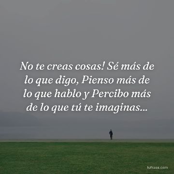 No te creas cosas! Sé más de lo que digo, Pienso más de lo que hablo y Percibo más de lo que tú te imaginas...