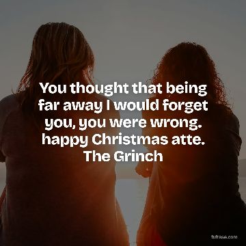 You thought that being far away I would forget you, you were wrong. happy Christmas atte. The Grinch