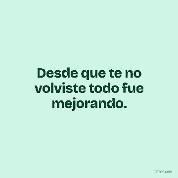 Desde que te no volviste todo fue mejorando.
