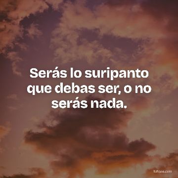 Serás lo suripanto que debas ser, o no serás nada.