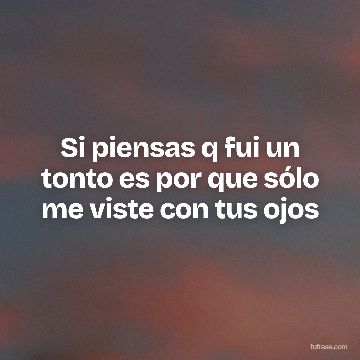 Si piensas q fui un tonto es por que sólo me viste con tus ojos