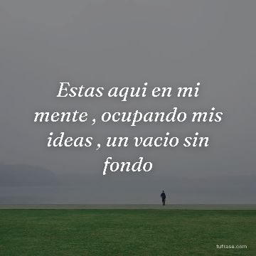 Estas aqui en mi mente , ocupando mis ideas , un vacio sin fondo