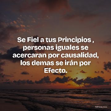 Se Fiel a tus Principios , personas iguales se acercaran por causalidad, los demas se irán por Efecto.