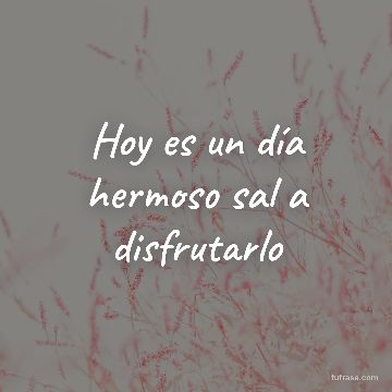 Hoy es un día hermoso sal a disfrutarlo