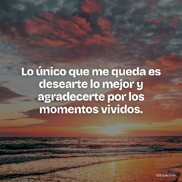 Lo único que me queda es desearte lo mejor y agradecerte por los momentos vividos.