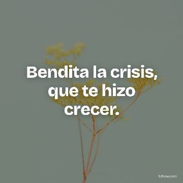 Bendita la crisis, que te hizo crecer.