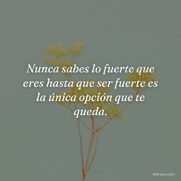 Nunca sabes lo fuerte que eres hasta que ser fuerte es la única opción que te queda.