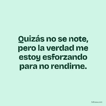 Quizás no se note, pero la verdad me estoy esforzando para no rendirne.