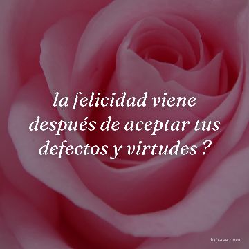 la felicidad viene después de aceptar tus defectos y virtudes ?