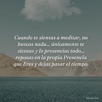 Cuando te sientas a meditar, no buscas nada... únicamente te sientas y lo presencias todo... reposas en la propia Presencia que Eres y dejas pasar el tiempo.
