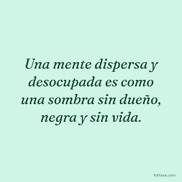 Una mente dispersa y desocupada es como una sombra sin dueño, negra y sin vida.