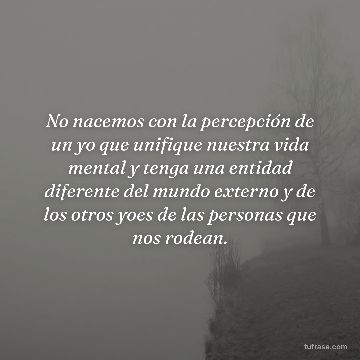 No nacemos con la percepción de un yo que unifique nuestra vida mental y tenga una entidad diferente del mundo externo y de los otros yoes de las personas que nos rodean.