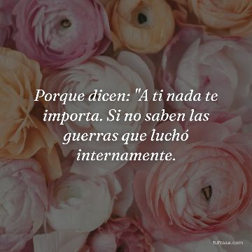 Porque dicen: "A ti nada te importa. Si no saben las guerras que luchó internamente.