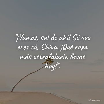 "¡Vamos, sal de ahí! Sé que eres tú, Shiva. ¡Qué ropa más estrafalaria llevas hoy!".