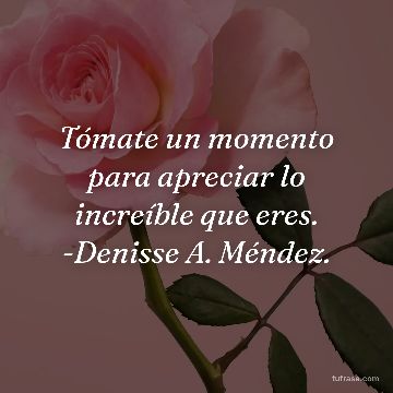 Tómate un momento para apreciar lo increíble que eres. -Denisse A. Méndez.