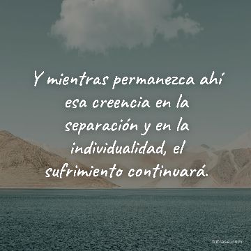 Y mientras permanezca ahí esa creencia en la separación y en la individualidad, el sufrimiento continuará.