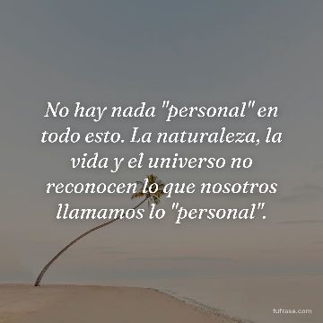 No hay nada "personal" en todo esto. La naturaleza, la vida y el universo no reconocen lo que nosotros llamamos lo "personal".