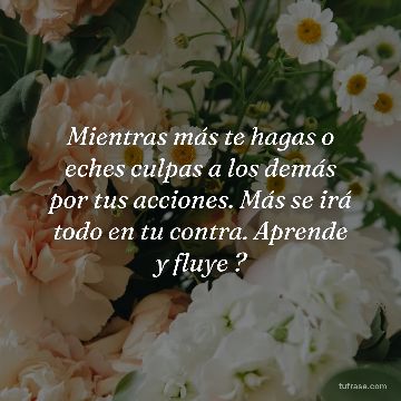 Mientras más te hagas o eches culpas a los demás por tus acciones. Más se irá todo en tu contra. Aprende y fluye ?