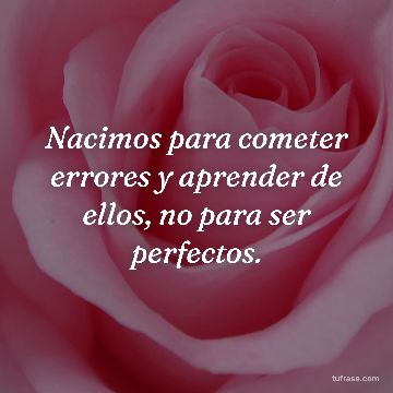 Nacimos para cometer errores y aprender de ellos, no para ser perfectos.