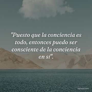 "Puesto que la conciencia es todo, entonces puedo ser consciente de la conciencia en sí".