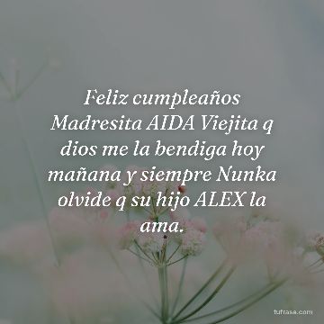 Feliz cumpleaños Madresita AIDA Viejita q dios me la bendiga hoy mañana y siempre Nunka olvide q su hijo ALEX la ama.