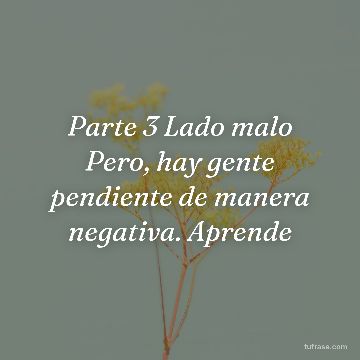 Parte 3 Lado malo Pero, hay gente pendiente de manera negativa. Aprende