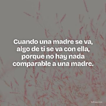 Cuando una madre se va, algo de ti se va con ella, porque no hay nada comparable a una madre.