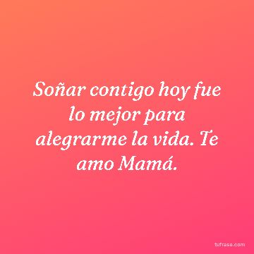 Soñar contigo hoy fue lo mejor para alegrarme la vida. Te amo Mamá.