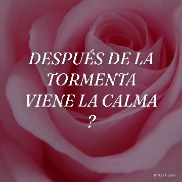 DESPUÉS DE LA TORMENTA VIENE LA CALMA ?