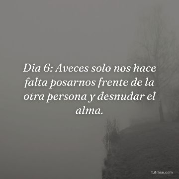 Dia 6: Aveces solo nos hace falta posarnos frente de la otra persona y desnudar el alma.