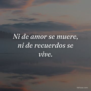 Ni de amor se muere, ni de recuerdos se vive.
