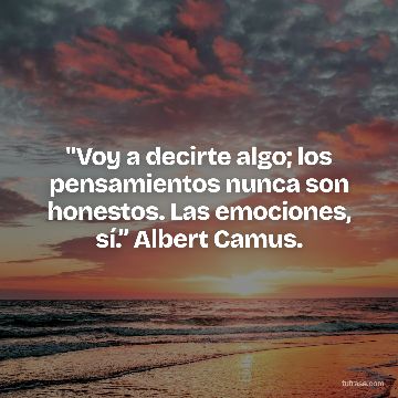 "Voy a decirte algo; los pensamientos nunca son honestos. Las emociones, sí.” Albert Camus.