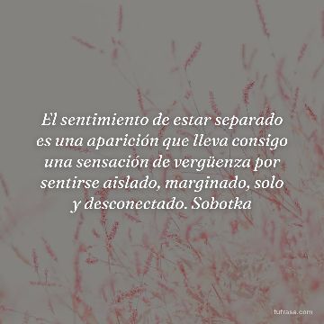 El sentimiento de estar separado es una aparición que lleva consigo una sensación de vergüenza por sentirse aislado, marginado, solo y desconectado. Sobotka
