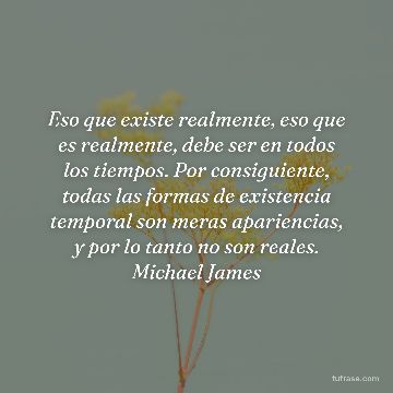 Eso que existe realmente, eso que es realmente, debe ser en todos los tiempos. Por consiguiente, todas las formas de existencia temporal son meras apariencias, y por lo tanto no son reales. Michael James