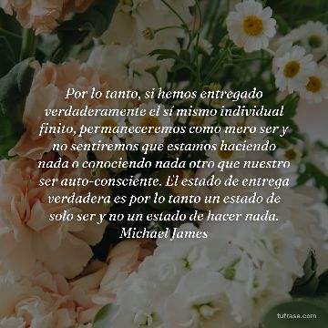 Por lo tanto, si hemos entregado verdaderamente el sí mismo individual finito, permaneceremos como mero ser y no sentiremos que estamos haciendo nada o conociendo nada otro que nuestro ser auto-consciente. El estado de entrega verdadera es por lo tanto un estado de solo ser y no un estado de hacer nada. Michael James