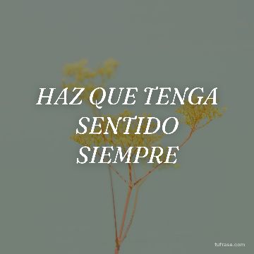 HAZ QUE TENGA SENTIDO SIEMPRE
