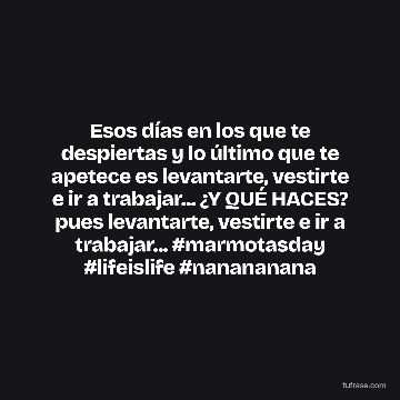 Esos días en los que te despiertas y lo último que te apetece es levantarte, vestirte e ir a trabajar... ¿Y QUÉ HACES? pues levantarte, vestirte e ir a trabajar... #marmotasday #lifeislife #nanananana