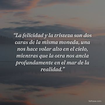 “La felicidad y la tristeza son dos caras de la misma moneda, una nos hace volar alto en el cielo, mientras que la otra nos ancla profundamente en el mar de la realidad.”